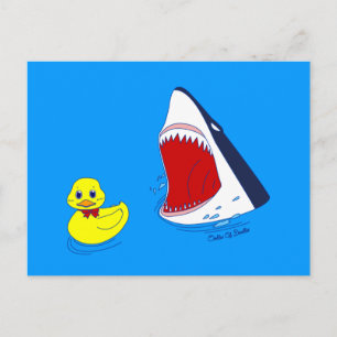 Die Ente und der Hai-Doodle Postkarte