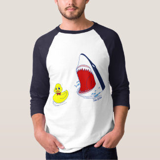 Die Ente und der Haifisch-Gekritzel-Kunst-T - T-Shirt