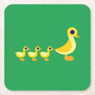 Die Enten-Familie Rechteckiger Pappuntersetzer