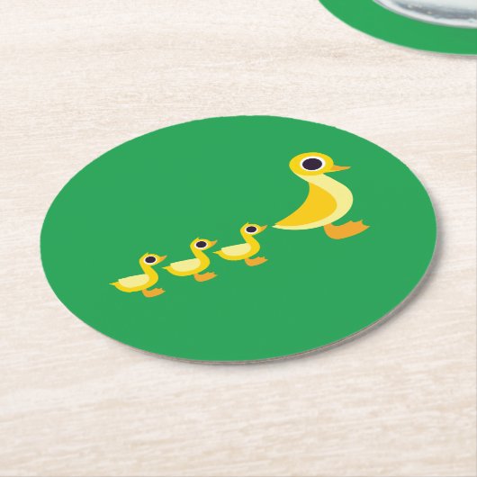 Die Enten-Familie Runder Pappuntersetzer (Angewinkelt)