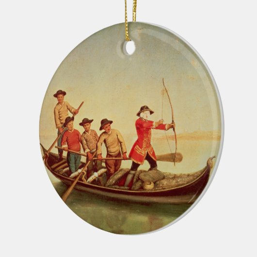 Die Enten-Jagd Keramik Ornament (Links)