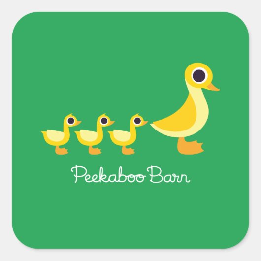 Die Entenfamilie Quadratischer Aufkleber (Vorderseite)