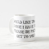 die Entschuldigung Kaffeetasse (Vorderseite Links)