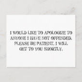die Entschuldigung Postkarte (Vorderseite)