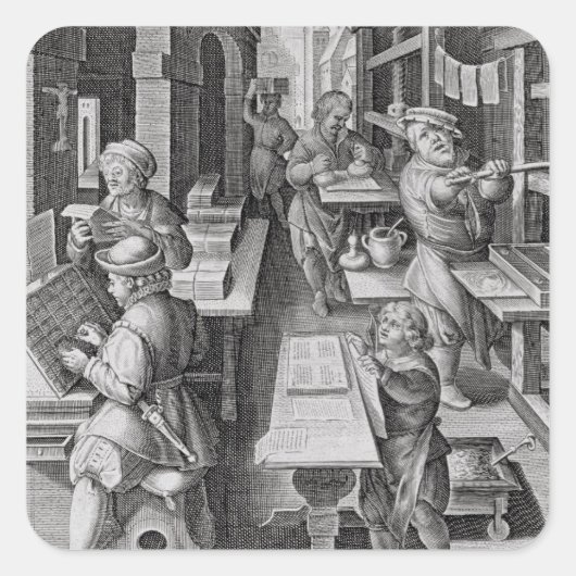 Die Entwicklung des Drucks, Platte 5 von "Nova Re Quadratischer Aufkleber (Vorderseite)