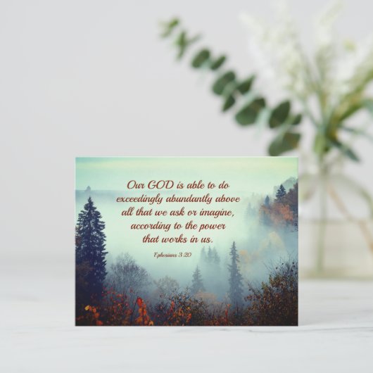 Die Ephesianer 3:20 Unser Gott ist... Fall Forest Postkarte (Stehend Vorderseite)