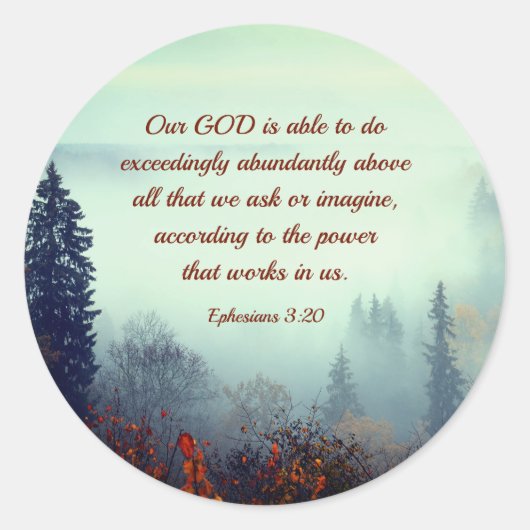 Die Ephesianer 3:20 Unser Gott ist... Fall Forest Runder Aufkleber (Vorderseite)