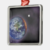 Die Erde an den äußeren Kanten Silbernes Ornament (Links)