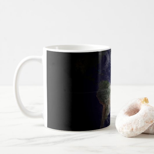 Die Erde an ihrem Äquinoktium. Kaffeetasse (Mit Donut)