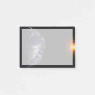 Die Erde an ihrem Äquinoktium. Post-it Klebezettel