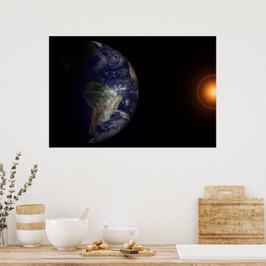Die Erde an ihrem Äquinoktium. Poster (Küche)