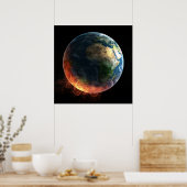 Die Erde auf dem Feuerplakat Poster (Küche)