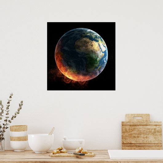 Die Erde auf dem Feuerplakat Poster (Küche)