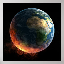 Die Erde auf dem Feuerplakat