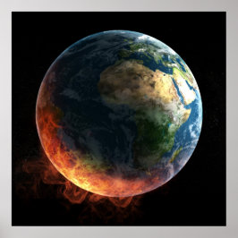 Die Erde auf dem Feuerplakat Poster