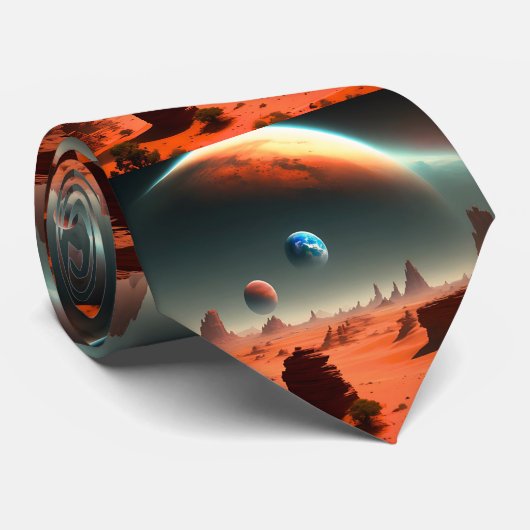 Die Erde, die Mars rufen, Neck Tie Krawatte (Gerollt)