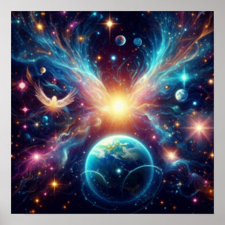 Die Erde, die Sterne und die Planeten Poster