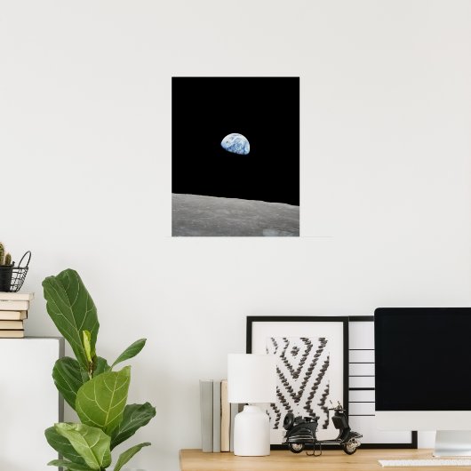 Die Erde erhebt sich über dem Mond, wie aus Apollo Poster (Heimbüro)