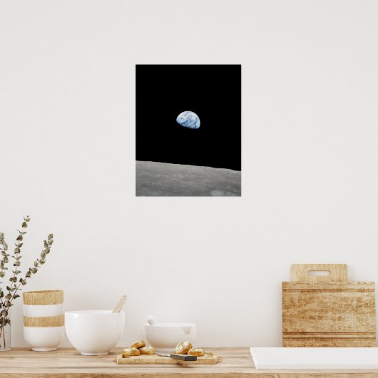 Die Erde erhebt sich über dem Mond, wie aus Apollo Poster (Küche)