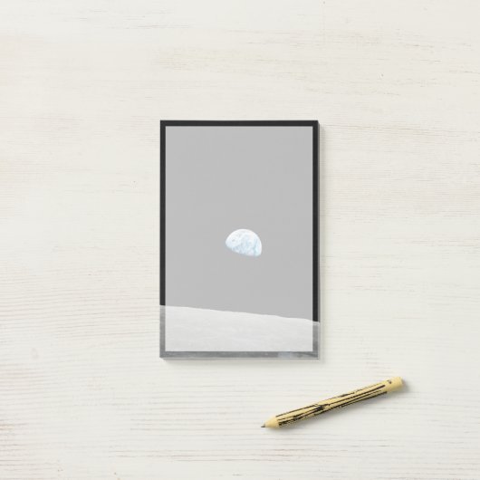 Die Erde erhebt sich über dem Mondlicht. Post-it Klebezettel (Auf Schreibtisch)