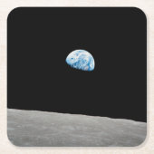Die Erde erhebt sich über dem Mondlicht. Rechteckiger Pappuntersetzer (Vorderseite)