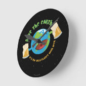 Die Erde gerettet Runde Wanduhr (Winkel)