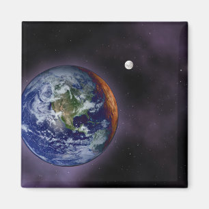 Die Erde gezeigt an den äußeren Rändern Magnet