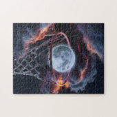 Die Erde in einem Basketballkorb. Puzzle (Horizontal)