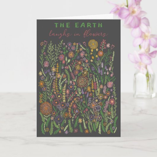 Die Erde lacht in Blume auf der Wiese Flora Karte (Orchidee)