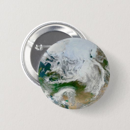 Die Erde mit der Arktis, Europa und Asien. Button (Vorne & Hinten)