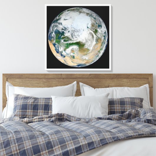 Die Erde mit der Arktis, Europa und Asien. Leinwanddruck (Insitu (Schlafzimmer))