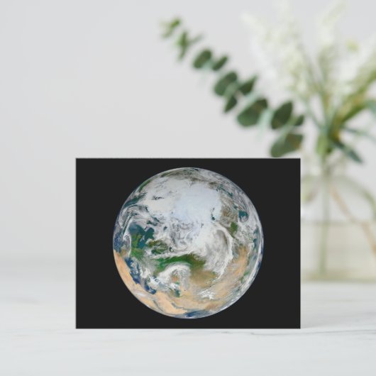 Die Erde mit der Arktis, Europa und Asien. Postkarte (Stehend Vorderseite)