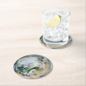 Die Erde mit der Arktis, Europa und Asien. Runder Pappuntersetzer (Vor Ort)