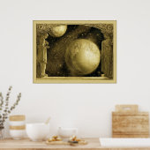 Die Erde mit der Milchstraße und dem Mond Poster (Küche)