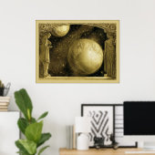 Die Erde mit der Milchstraße und dem Mond Poster (Heimbüro)