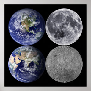 Die Erde u. der Mond vom Raum Poster