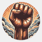 Die erhöhte Faust Runder Aufkleber (Vorderseite)