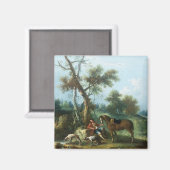 Die Erholung des Huntsman, 18. Jahrhundert Magnet (Vorderseite/Rückseite)