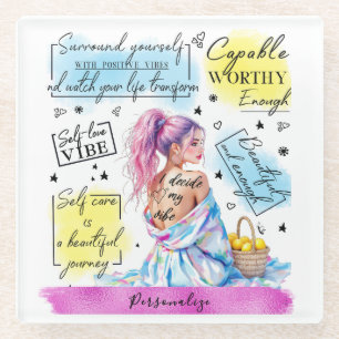 Die Ermächtigung der Frau Inspiriere positive Beja Glasuntersetzer