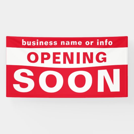 Die Eröffnung bald Business Red White Outdoor Bann Banner (Horizontal)