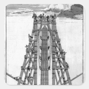 Die Errichtung des alten ägyptischen Obelisk Quadratischer Aufkleber