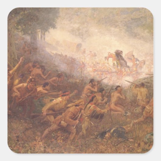 Die Erschießung von General Braddock Quadratischer Aufkleber (Vorderseite)