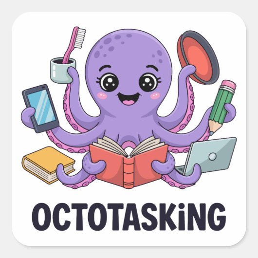 Die erstaunliche Kreatur im Multitasking-Modus Quadratischer Aufkleber (Vorderseite)