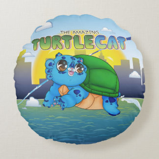 Die erstaunliche Turtlecat über der Stadt und dem  Rundes Kissen