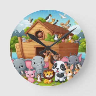 Die erste Arche des Babys Runde Wanduhr