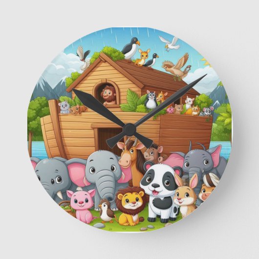 Die erste Arche des Babys Runde Wanduhr (Vorderseite)