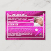 Die erste Baseball-Karte des Babys - Ankündigung p (Rückseite)