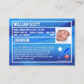 Die erste Baseballkarte für Baby - Ankündigung bla (Rückseite)