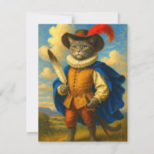 Die erste Blende des Königs   Ein Musketeer Cat Eh Postkarte