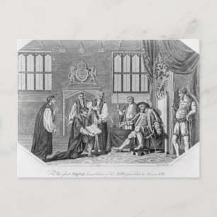 Die erste englische Übersetzung der Bibel Postkarte